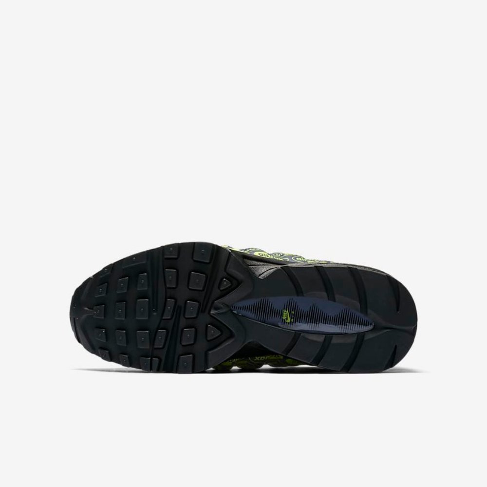 Nike Air Max 95 SE GS Boys Kids Logos Grey Volt Neon 6 922173-004 Black Sneaker - Picture 8 of 10